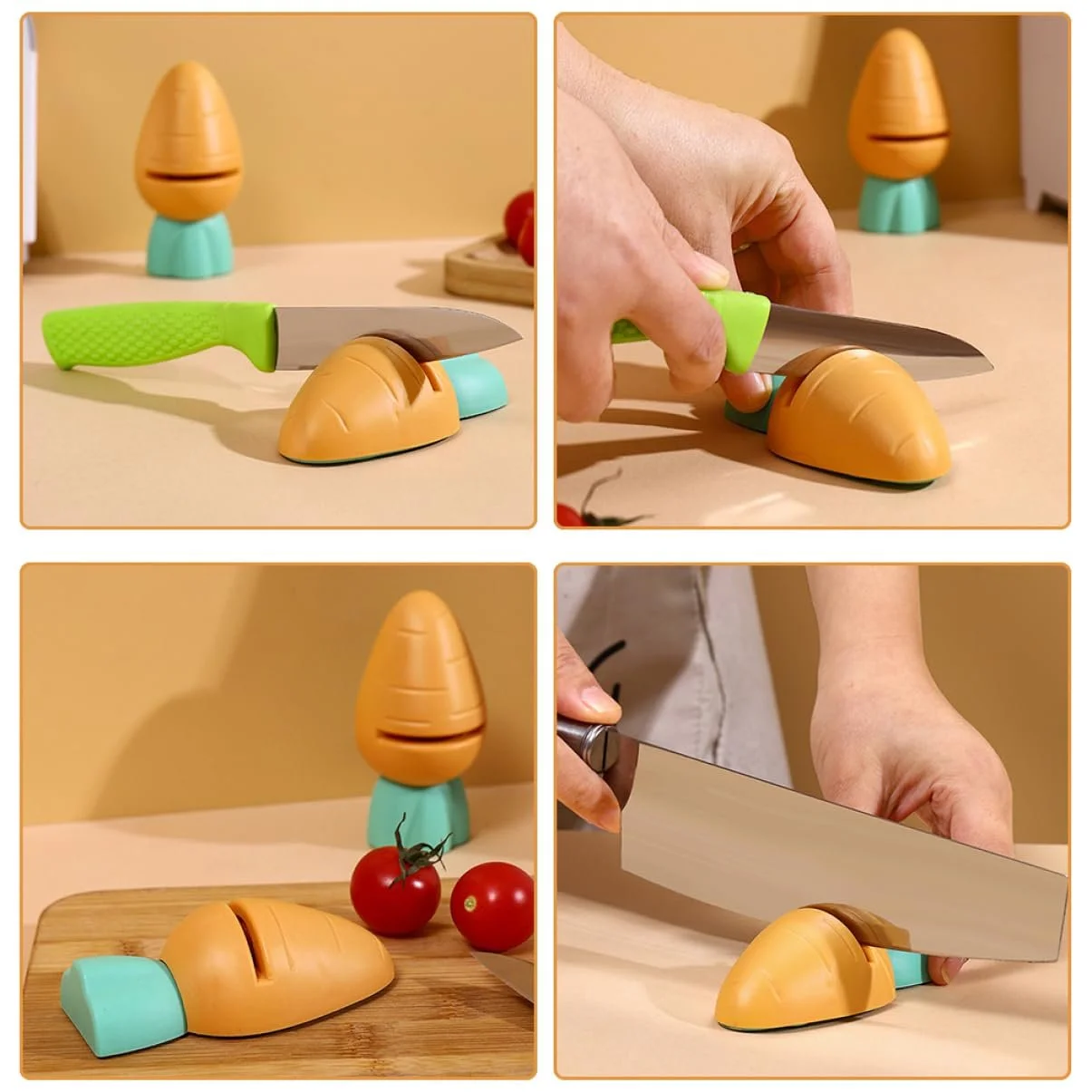 Набор точилок для ножей Cartoon Carrot 4 шт. многофункциональный нековзкий, фото №3