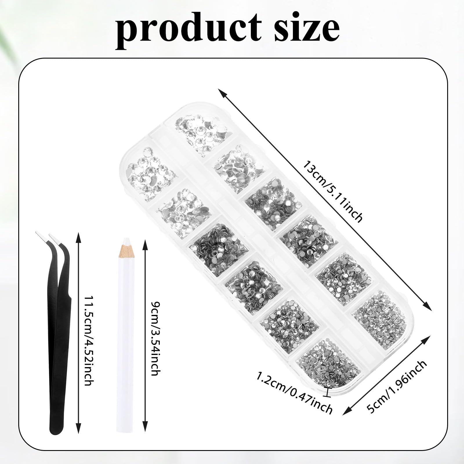 Стразы для ногтей Molain, 2100 шт, хрустальные, 6 размеров 1,5 4,8 мм, с пинцетом и инструментом для подбора страз, фото №5