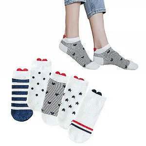 Носки Женские Хлопковые с Сердечками Разноцветные Короткие для Девочек Белые (10 пар) synthetic.ua - Фото 1