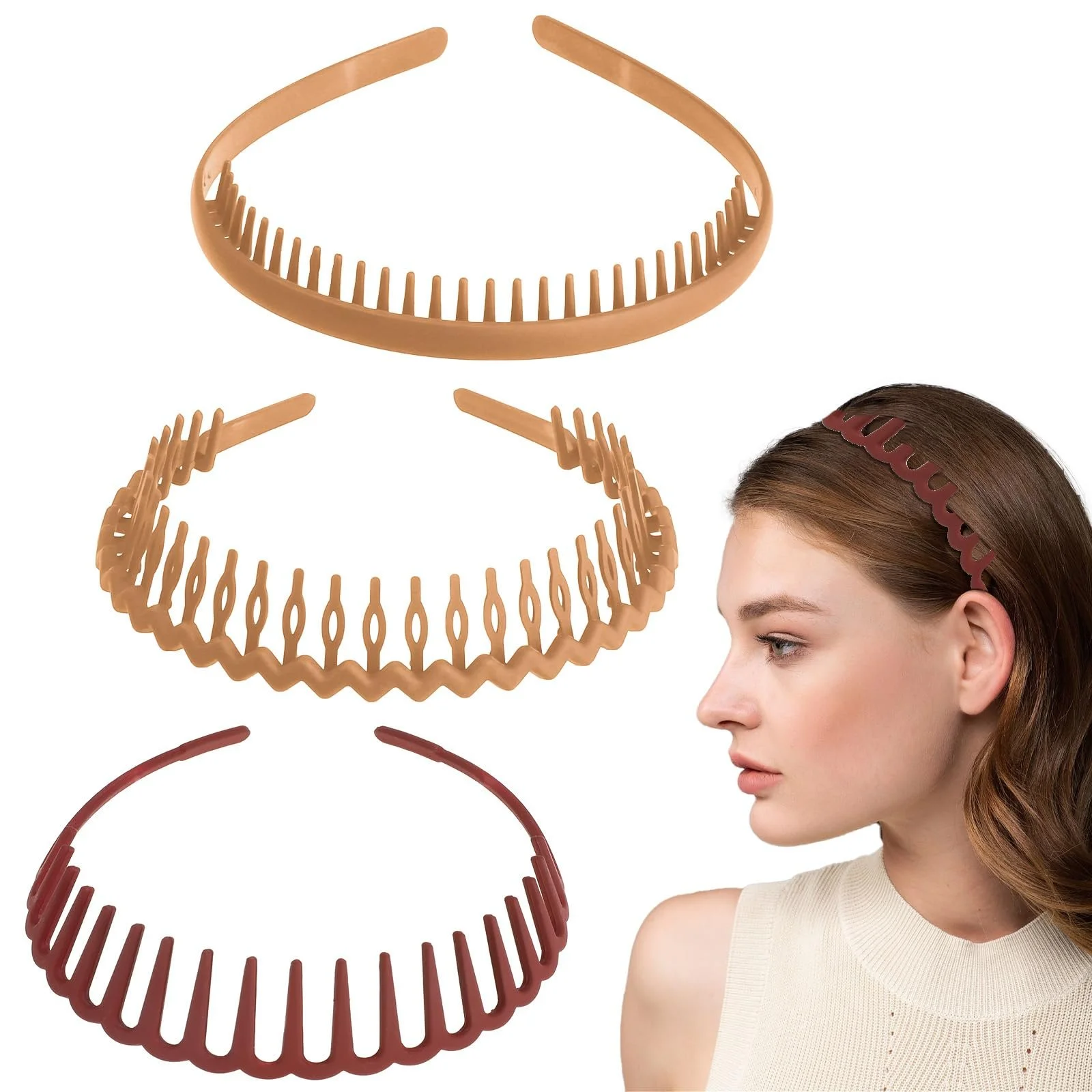 Пластиковий нековзкий обруч для волосся з хвилястими зубцями, фото №1 Пластиковий нековзкий обруч для волосся з хвилястими зубцями, фото №1
