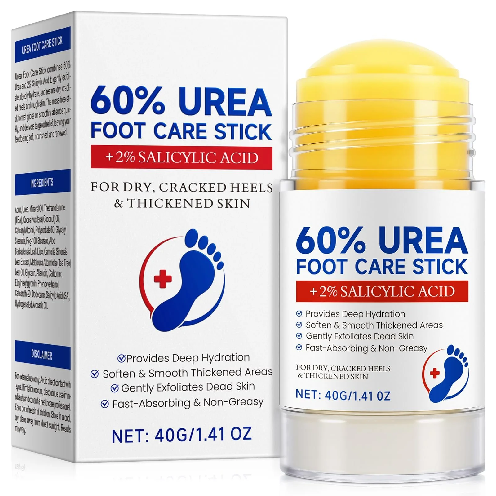 Крем-стик для ног 60% Urea Foot Care Stick с салициловой кислотой 2% от трещин и мозолей, фото №1