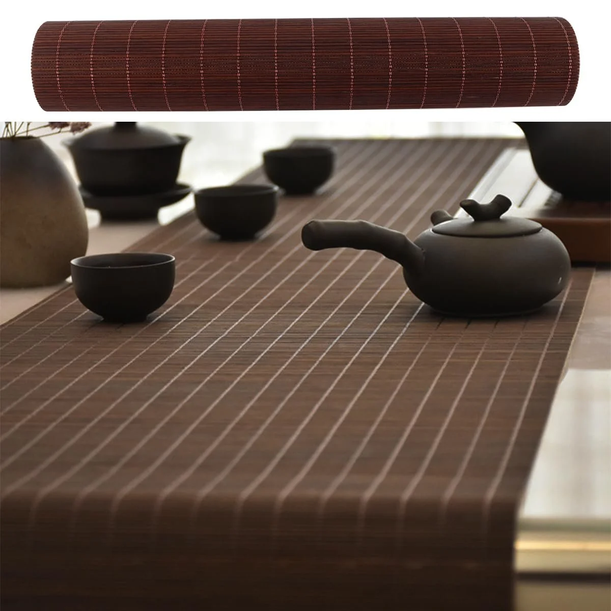 Доріжка на стіл Carbonized Bamboo Matchwood 30x100 см Бамбукова Натуральна, фото №6