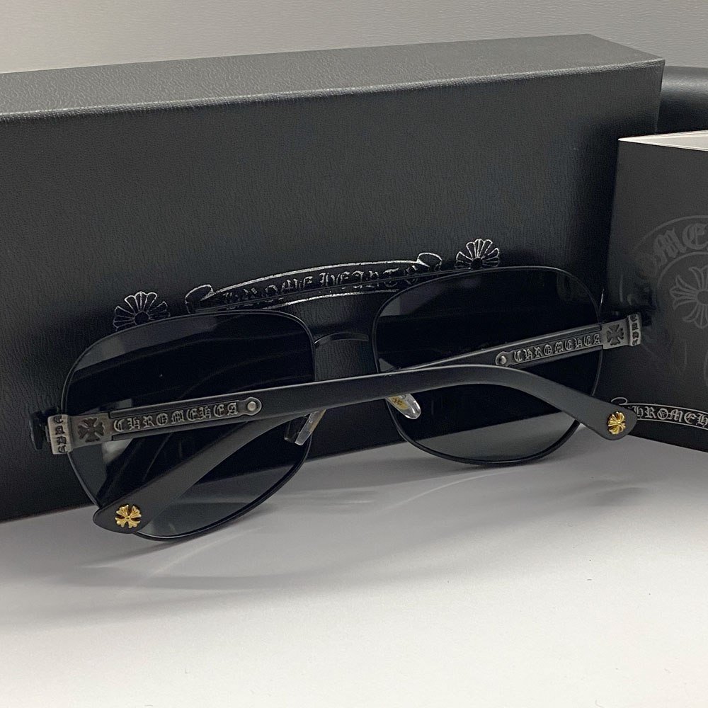Мужские солнцезащитные очки черные Chrome Hearts Polarized, фото №2