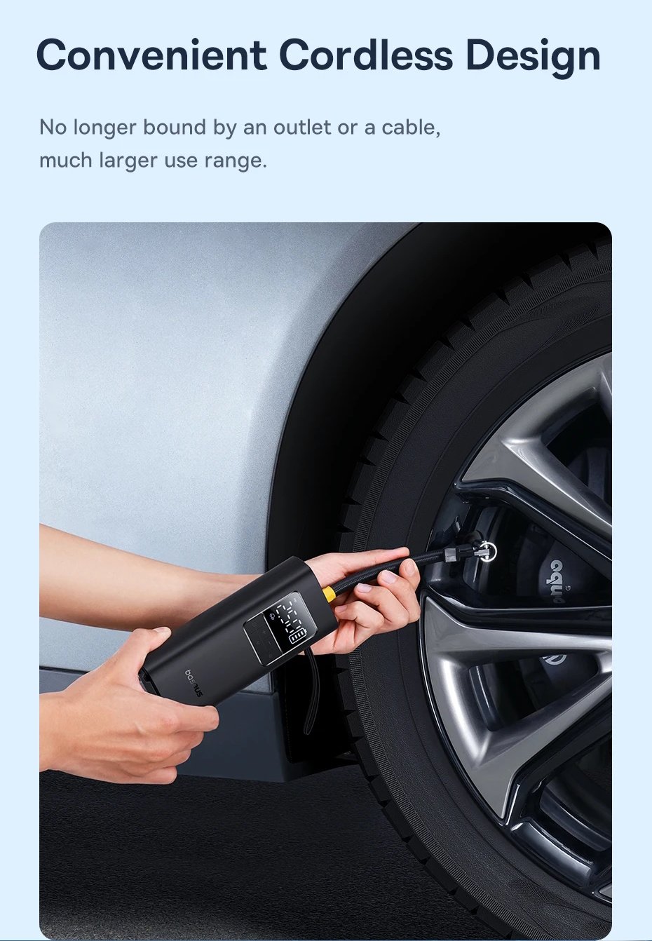 Портативний автокомпресор Baseus SuperMini Pro акумуляторний компресор, фото №12