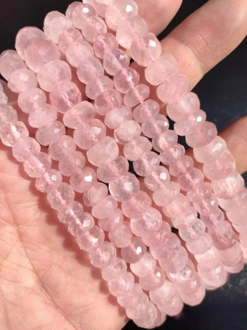 Бусины Розовый Кварц круглые граненые 7-8 мм, фото №2