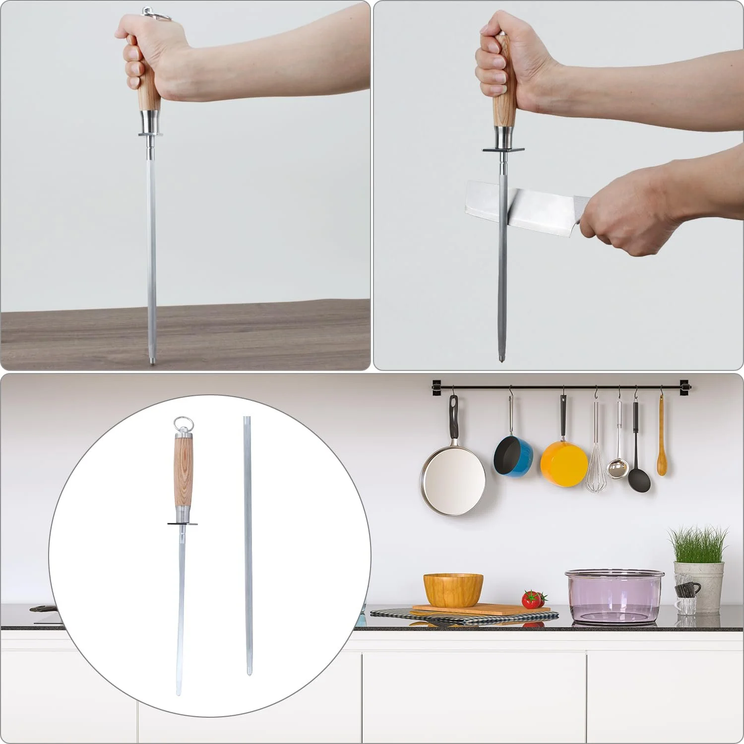 Мусат QWORK вуглецева сталь 39 см, фото №5