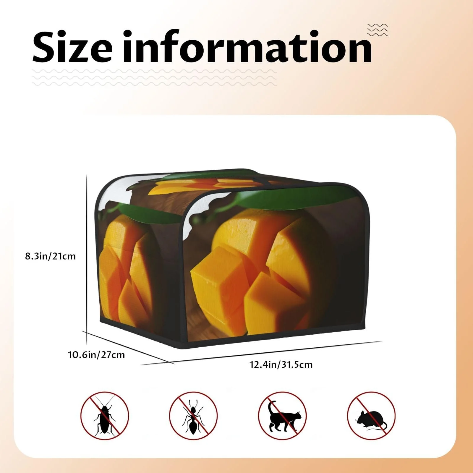 Чехол для тостера на 4 ломтика с двумя карманами Mango Пылезащитный, фото №2 Чехол для тостера на 4 ломтика с двумя карманами Mango Пылезащитный, фото №2