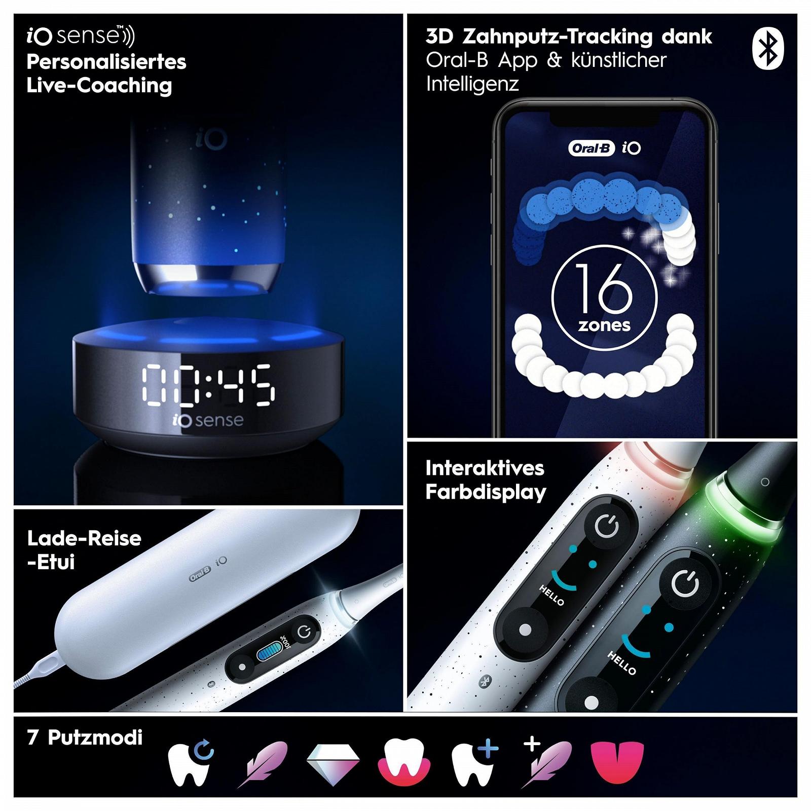 Электрическая зубная щетка Oral-B iO Series 10 Luxe Edition, магнитная технология, 7 режимов чистки, iOSense, цветной дисплей, дорожный чехол с зарядкой, черный, фото №6