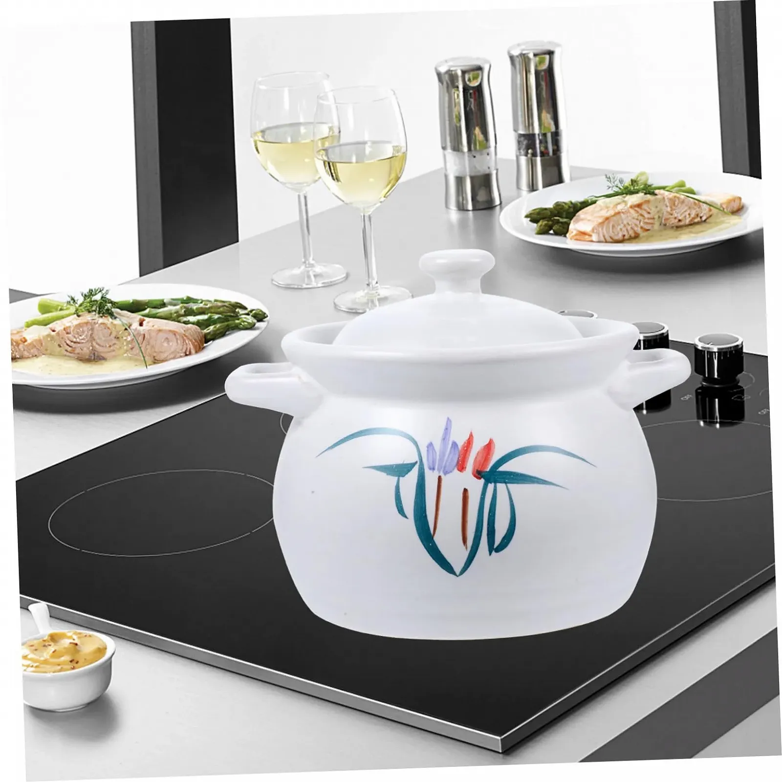 Каструля для тушкування PartyKindom керамічна термостійка з ручкою, фото №5