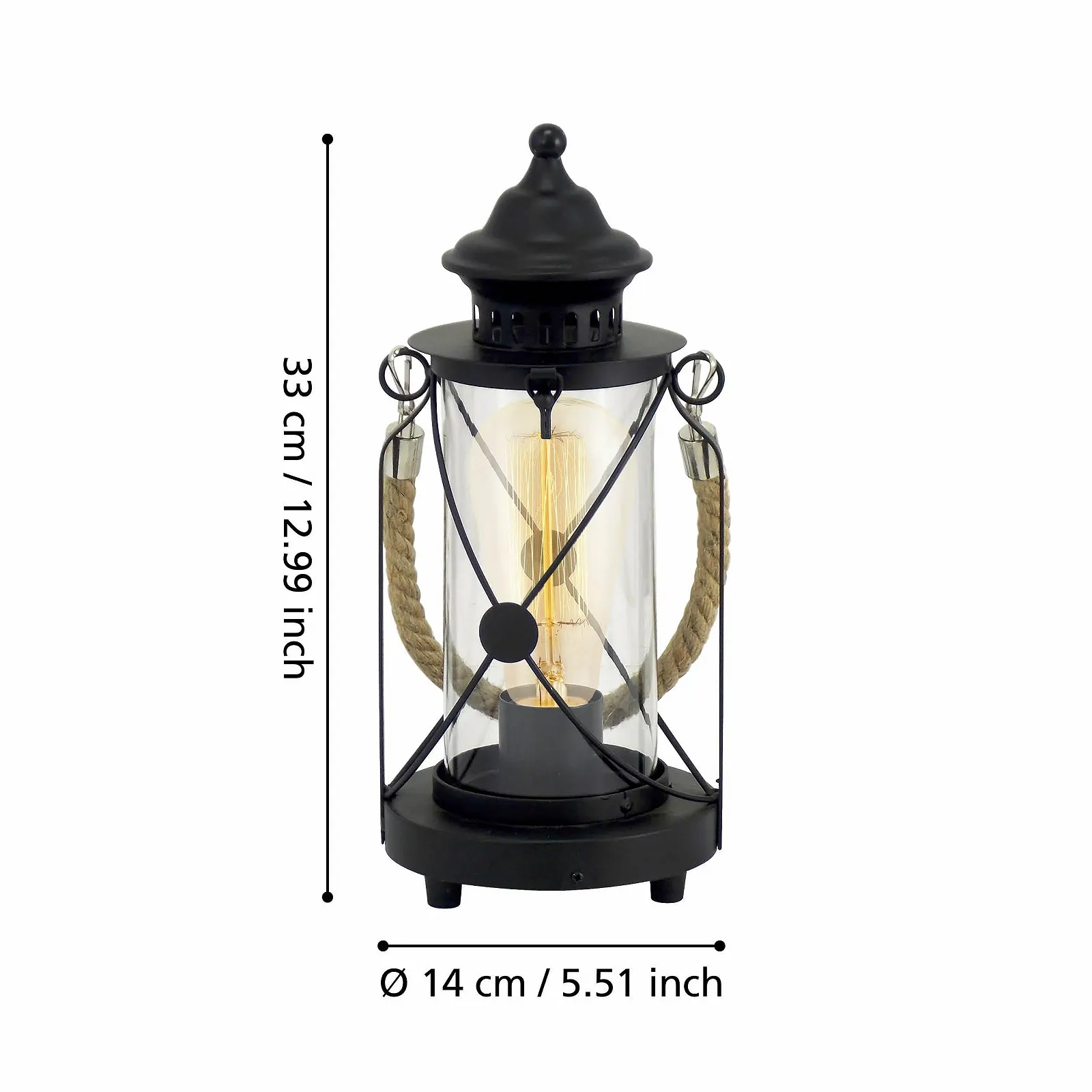 Настільна лампа Eglo Bradford чорна кремова сталева, фото №7