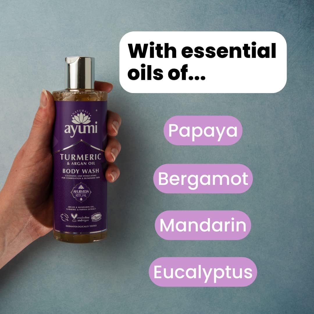 Гель для душу Ayumi Turmeric & Argan Oil Веганський Дерматологічно протестований 1 x 250 мл, фото №3