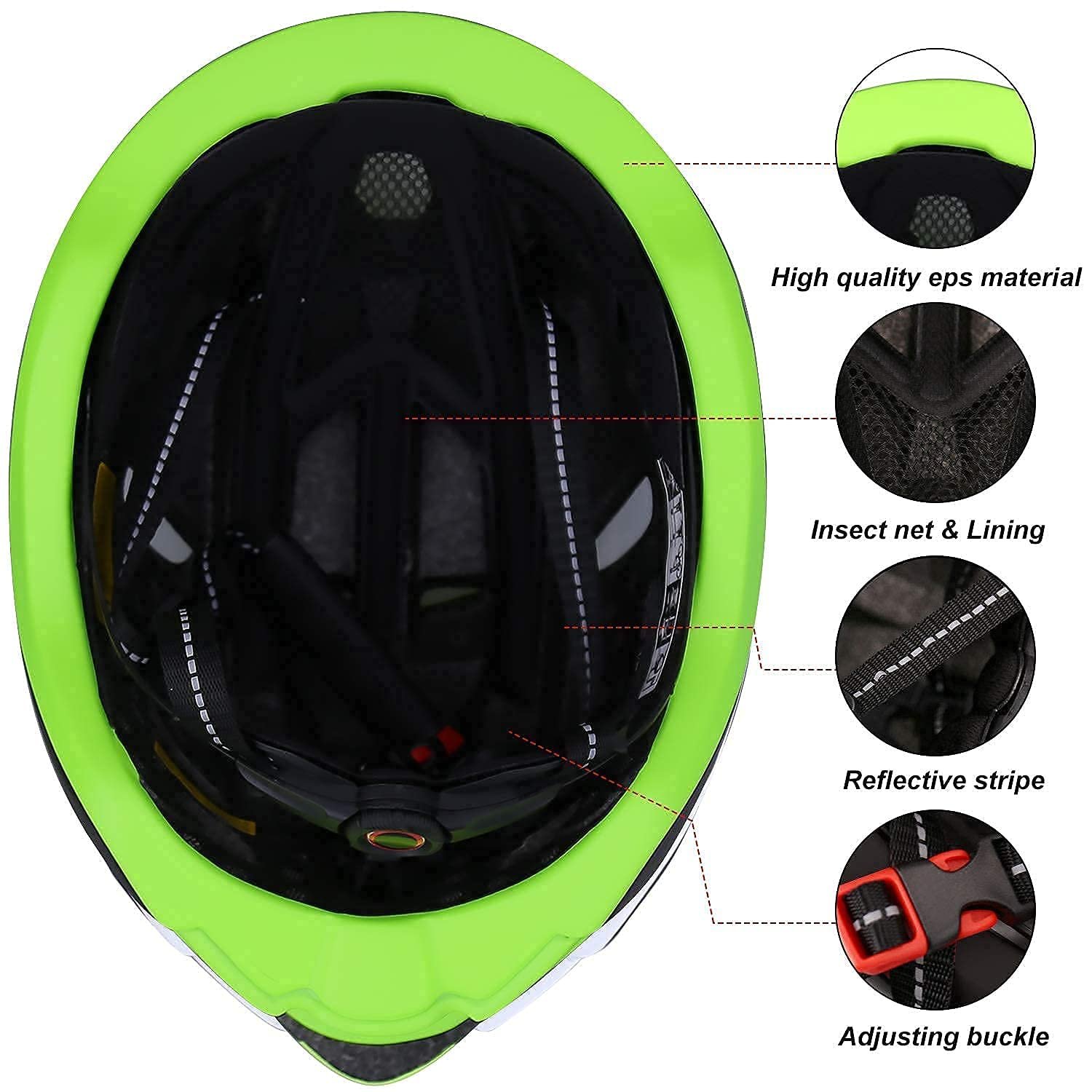 Велосипедний шолом Shinmax з підсвічуванням, козирком, USB зарядкою, регульований, 57-62 см, фото №4