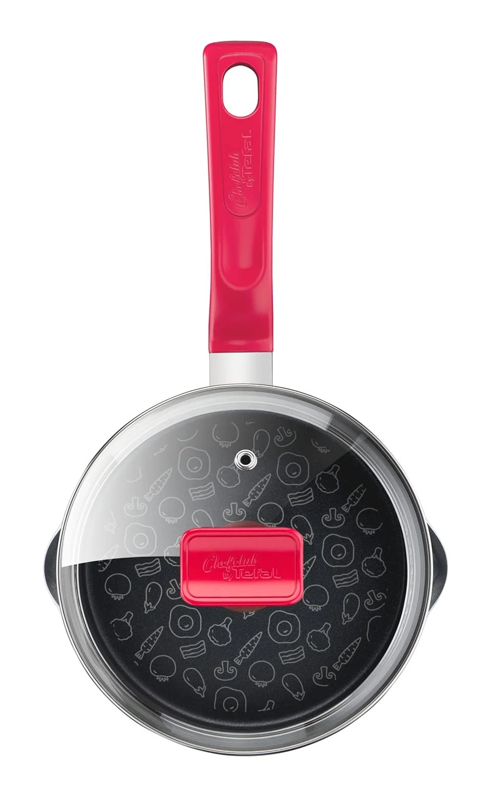 Каструля Tefal Chefclub 16 см + скляна кришка, титанове антипригарне покриття, термоіндикатор, безпечне приготування, легке очищення, підходить для індукційних плит, червона, фото №2 Каструля Tefal Chefclub 16 см + скляна кришка, титанове антипригарне покриття, термоіндикатор, безпечне приготування, легке очищення, підходить для індукційних плит, червона, фото №2