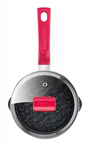 Каструля Tefal Chefclub 16 см + скляна кришка, титанове антипригарне покриття, термоіндикатор, безпечне приготування, легке очищення, підходить для індукційних плит, червона synthetic.ua - Фото 1