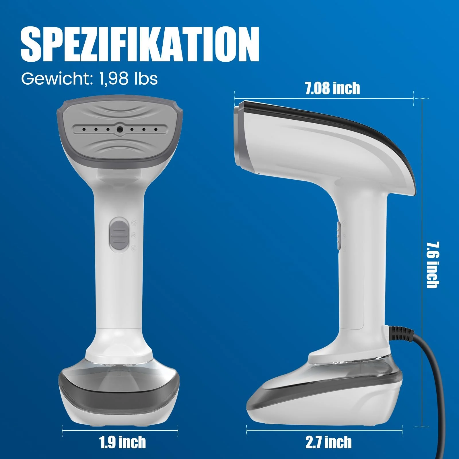 Вертикальний відпарювач 1800W 20г/хв 300мл 220V Портативний 2-в-1, фото №8