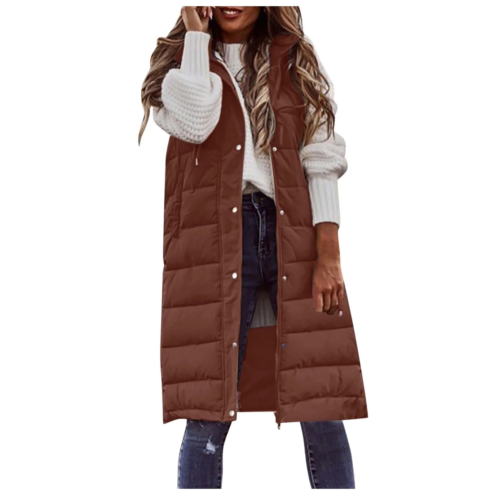 Жіночий стьобаний жилет Beokeuioe Довгий, фото №1