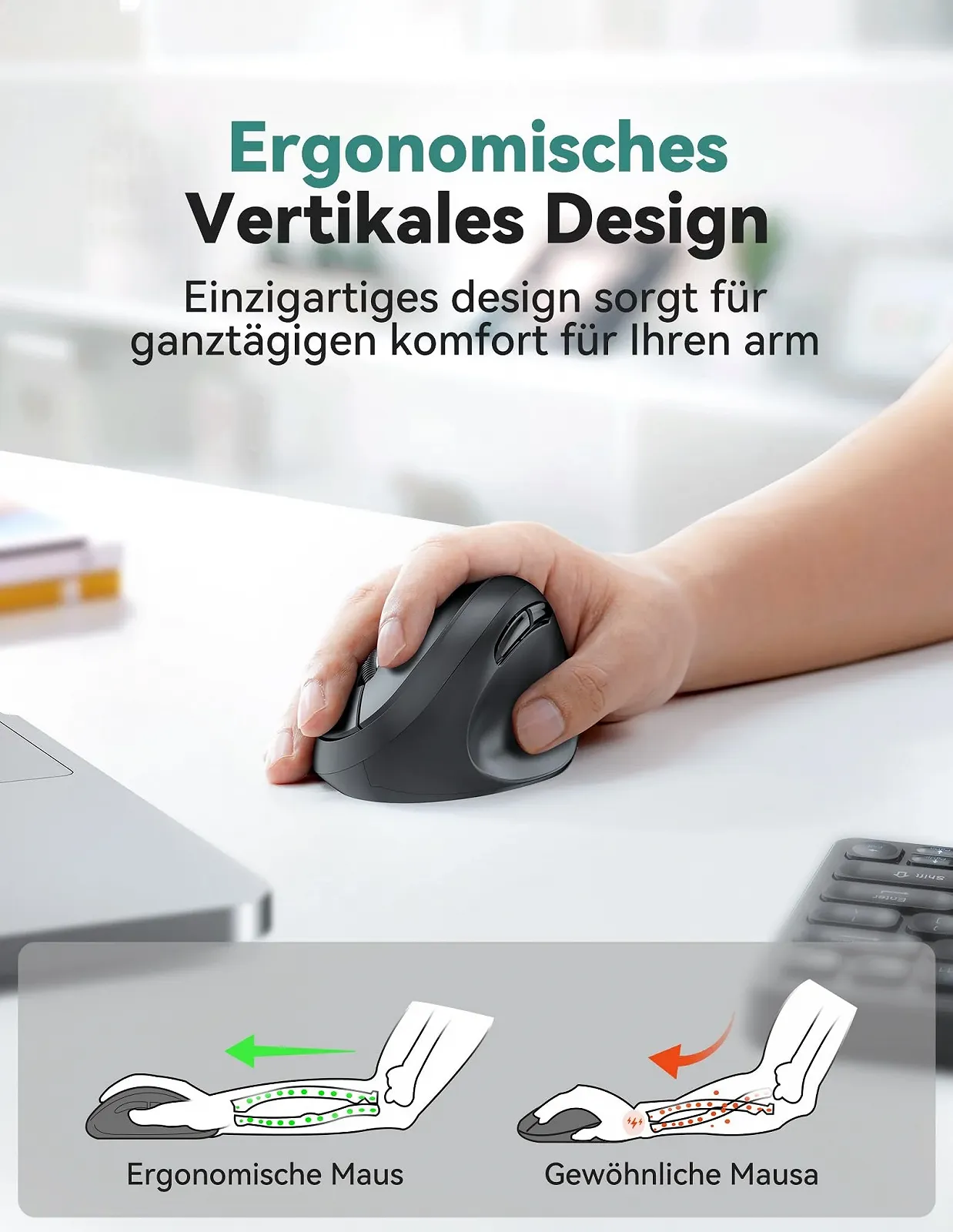 Миша TECKNET Бездротова Ергономічна Вертикальна 4800 DPI 6 Кнопок, фото №2