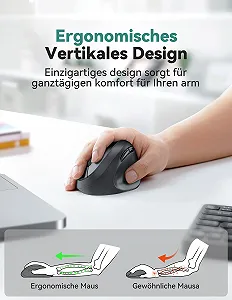 Миша TECKNET Бездротова Ергономічна Вертикальна 4800 DPI 6 Кнопок synthetic.ua - Фото 1