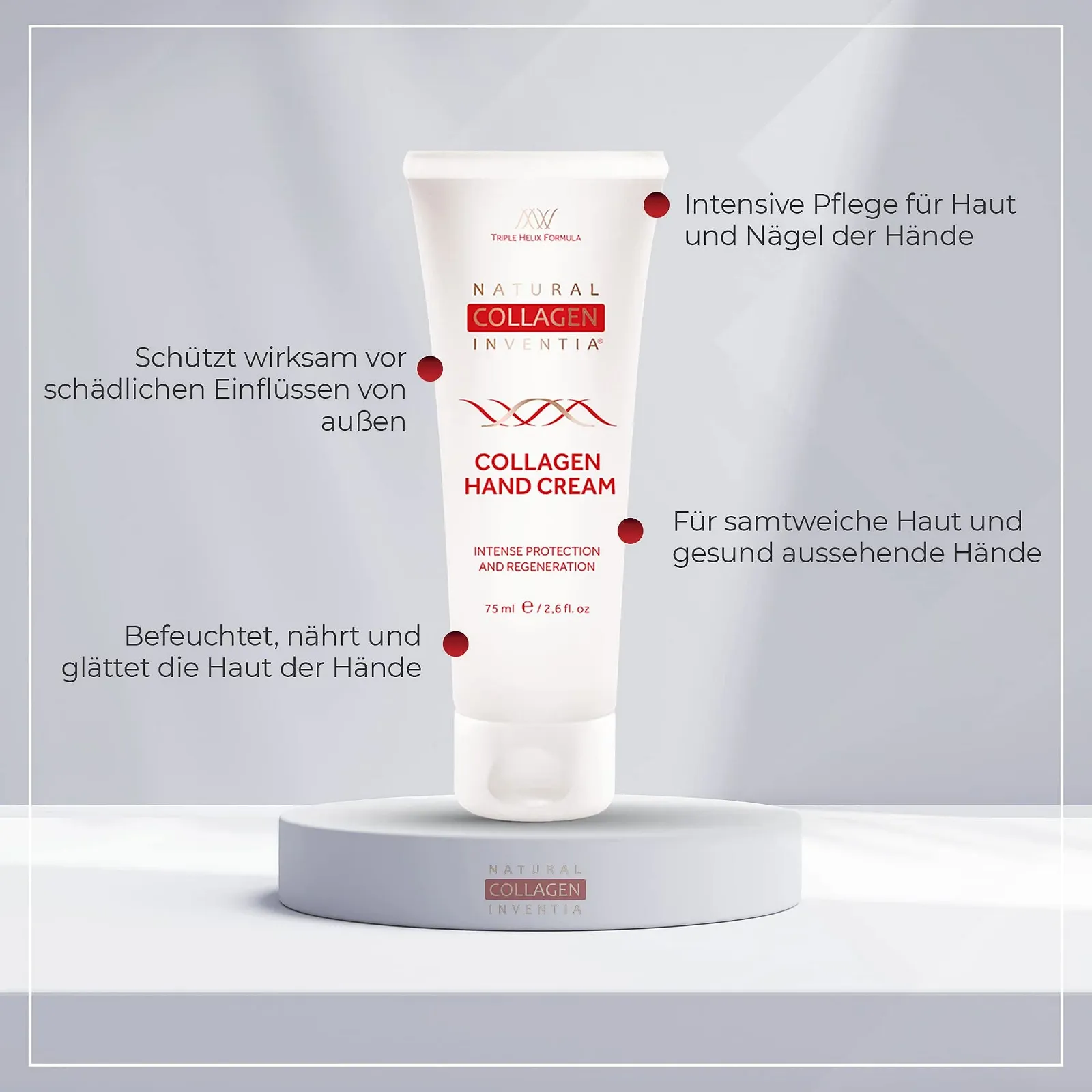 Крем для рук Collagen 75 мл з екстрактом аргініну білої ікри - покращує колір обличчя, регенерує дуже сухі руки - захищає шкіру, фото №3