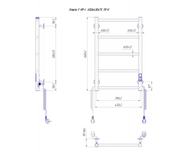 Mario Рушникосушка Класік F НР-I 650х430-75мм з таймером-регулятором хром, фото №5