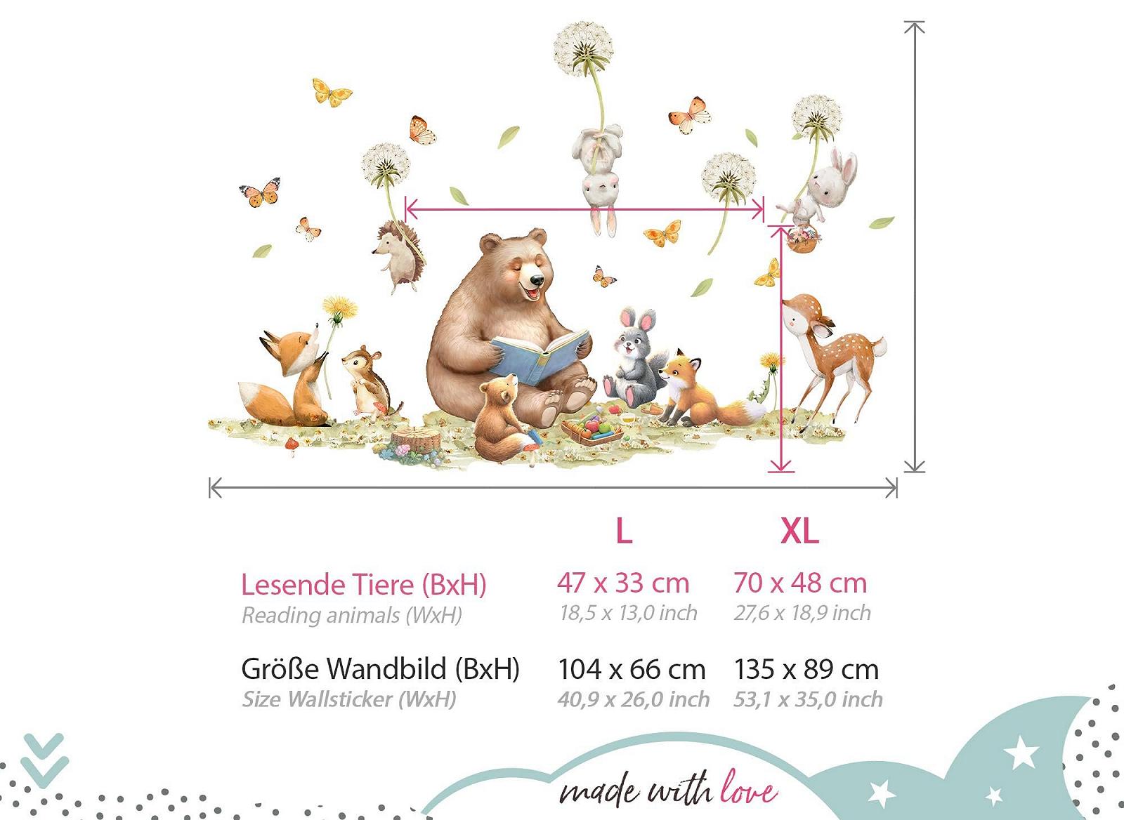 Наклейка на стену Little Deco DL5066 L Лесные животные медведь лиса, фото №3