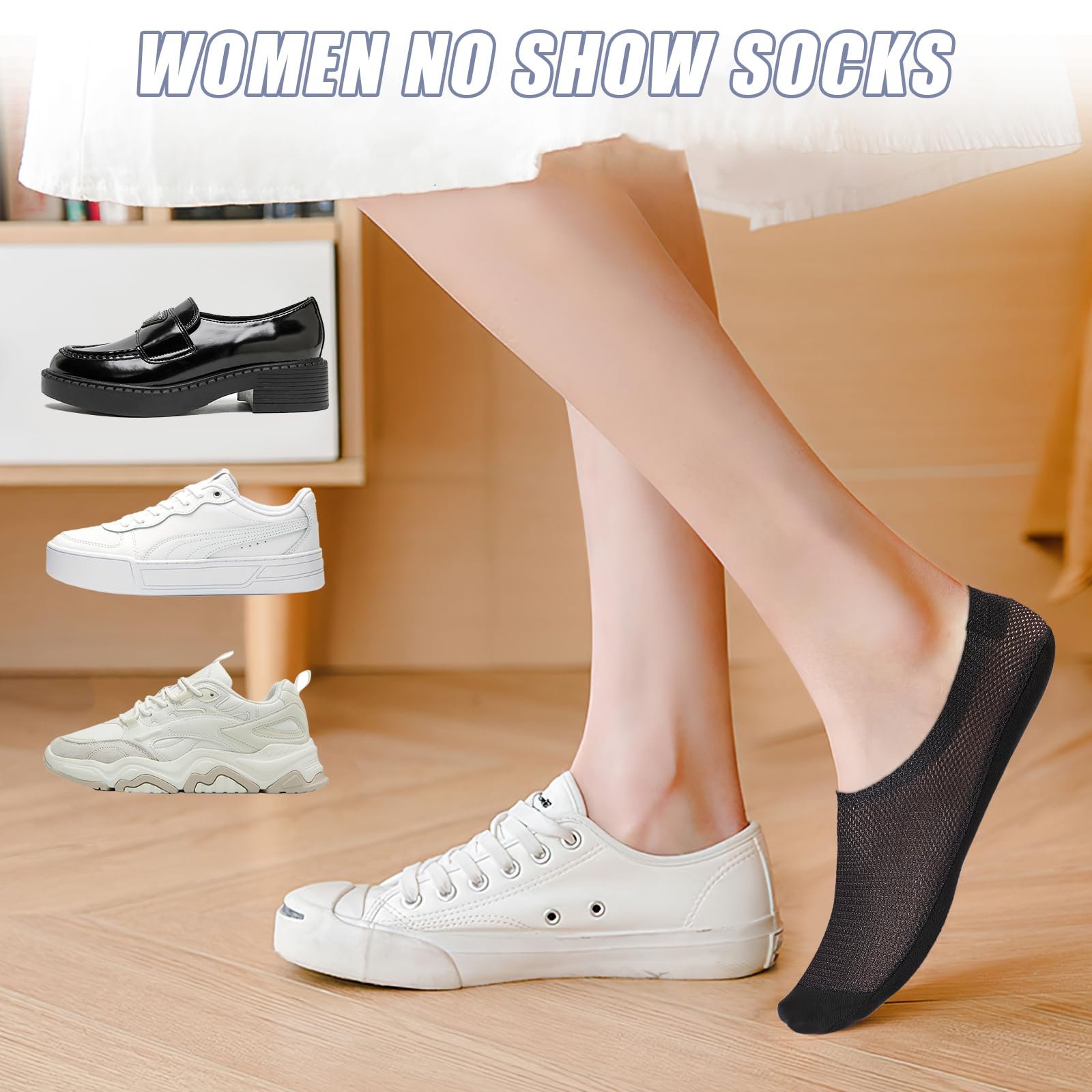 Шкарпетки жіночі, 6 шт., без швів, велика сітка, надзвичайно дихаючі, фото №5