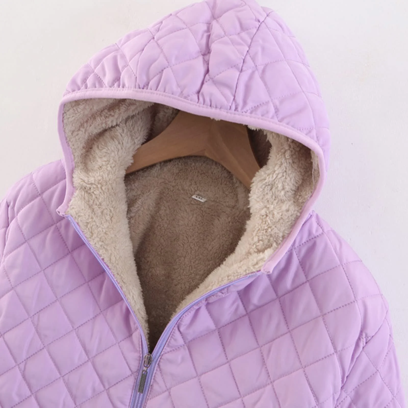 Жіноча Куртка Модна, Вільна, В клітинку, Флісова, З капюшоном, Однотонна, З довгими рукавами, Тепла, Бавовняна зимова, фото №4 Жіноча Куртка Модна, Вільна, В клітинку, Флісова, З капюшоном, Однотонна, З довгими рукавами, Тепла, Бавовняна зимова, фото №4