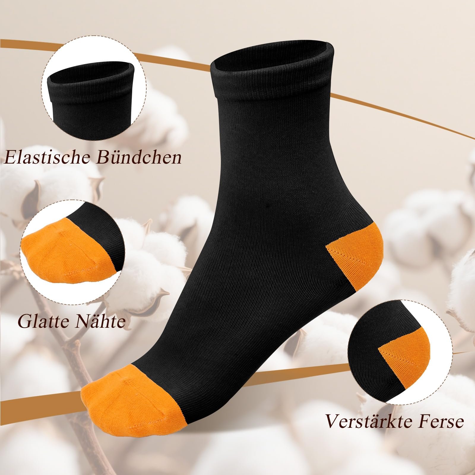 Носки Женские Хлопковые 12 пар Белый и Черный, фото №3