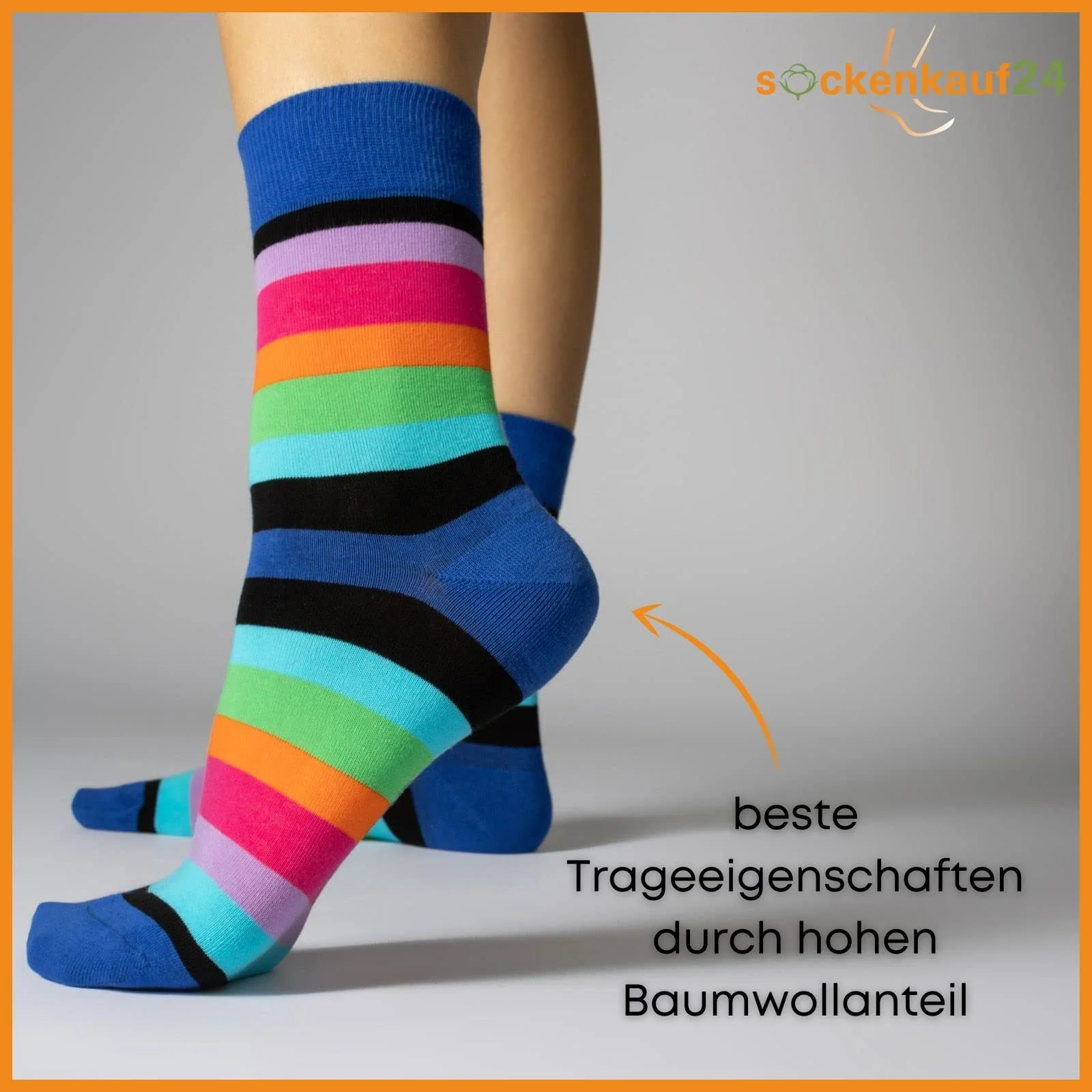 Жіночі шкарпетки в смужку, різнокольорові, фото №2