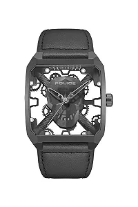 Мужские аналоговые часы Quartz Police, PEWJA2227202, кожаный ремешок, черно-белый, Dress Minimalist - Фото 1