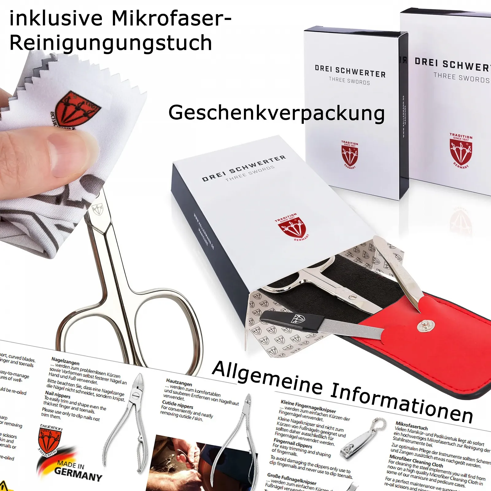 Набор для маникюра и педикюра DREI SCHWERTER Capri 4 предмета, искусственная кожа, черный, фото №5