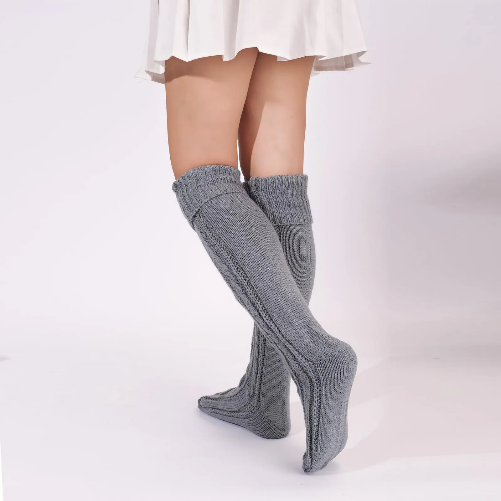 В'язані гольфи FGFD&OU, жіночі, вище коліна, теплі зимові шкарпетки, різдвяні шкарпетки, фото №3