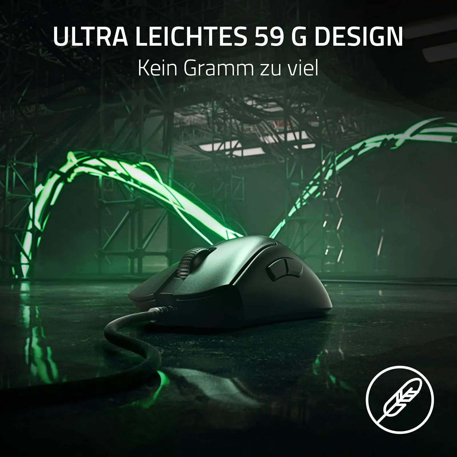 Мышь Razer DeathAdder V3 Esports Эргономичная (сверхлегкая конструкция 59 г, оптический сенсор 30K, оптический переключатель Gen-3, технология HyperPolling 8000 Гц, кабель Speedflex) Черный, фото №2