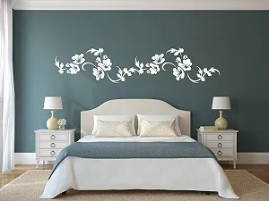 Наклейка на стіну 72462 Flowers, Floral, Flower, Plant, White Flourishes 140 x 29 см біла - Фото 1