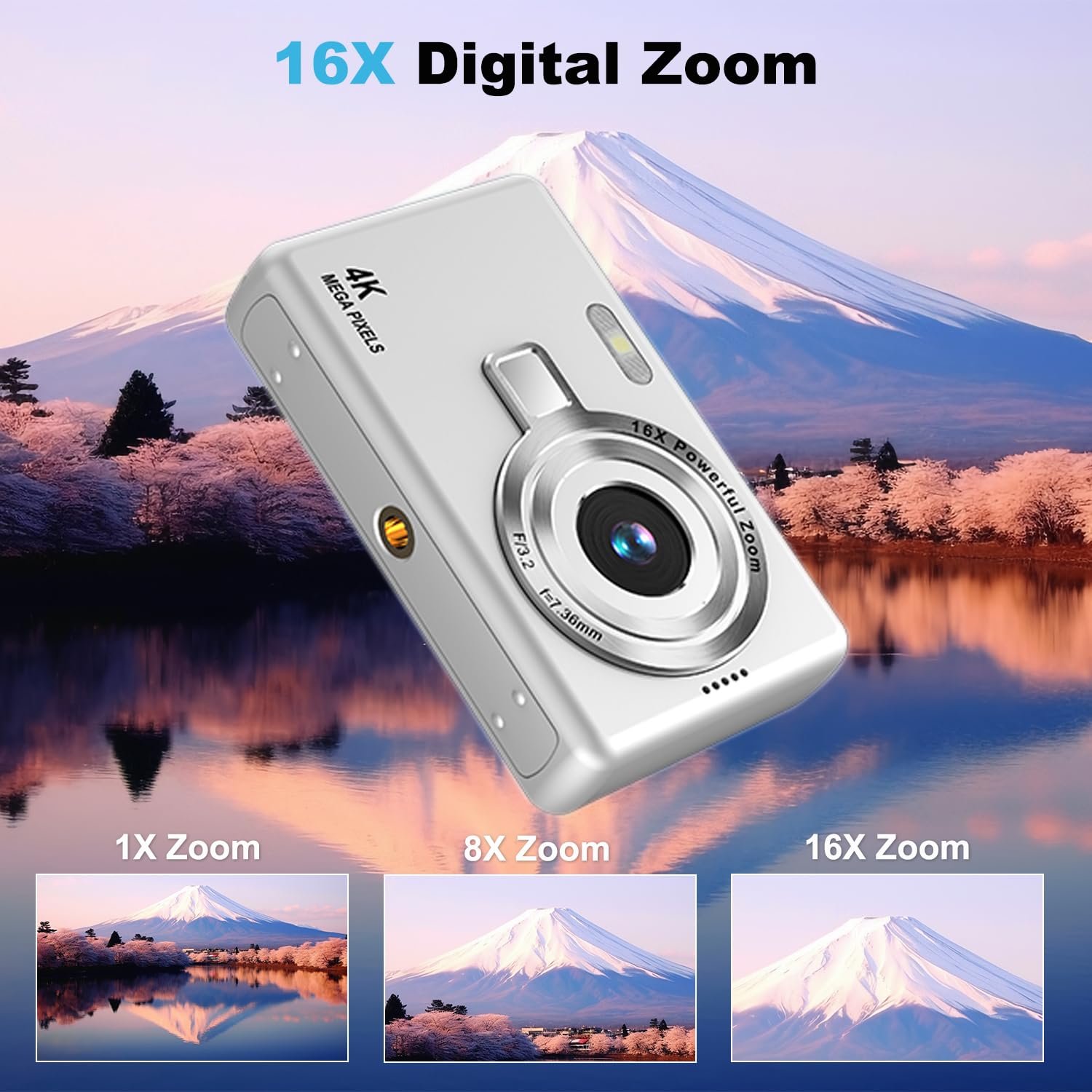 Цифровой Фотоаппарат 50MP 4K с картой SD 32GB, 16X Цифровой Зум, Аккумуляторная Батарея, фото №3