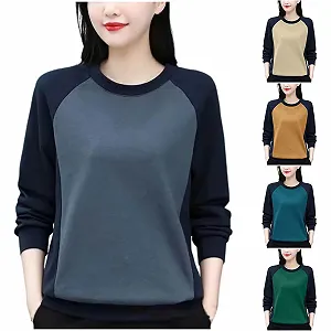 Флисовый джемпер Ybing, женский, цветной блок, нашивка, пуловер, двухсторонний бархатный свитер, модные рукава реглан, плюшевый джемпер, теплый свитшот, свободный джемпер с круглым вырезом, блузка, подростковый, для девушек, длинный рукав synthetic.ua - Фото 1