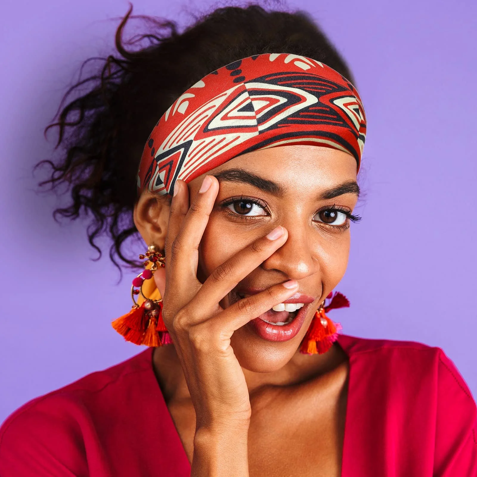 Пов'язка на голову Широка африканська в стилі бохо для жінок, фото №3