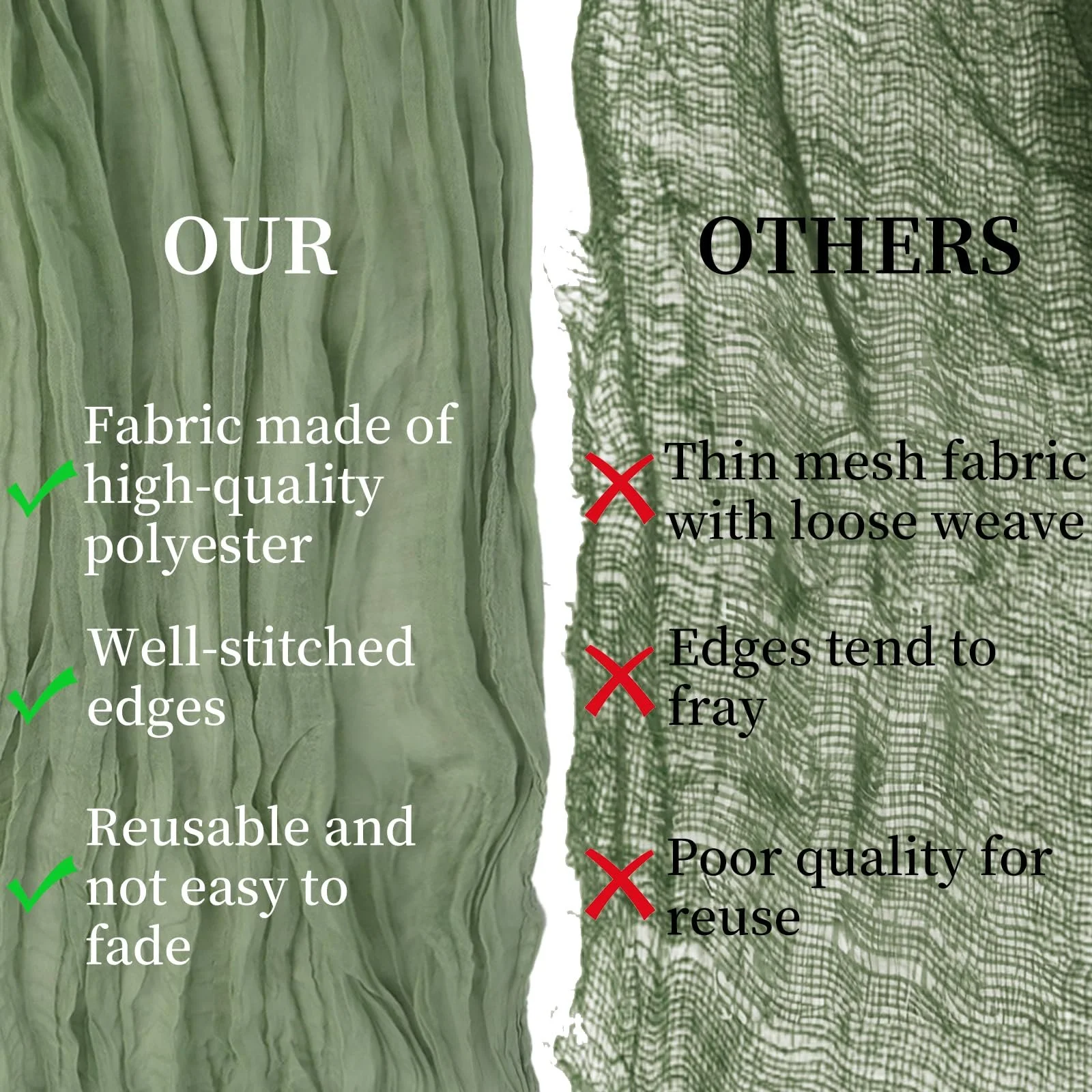 Ранер Muslin Boho Chiffon 400 см x 90 см Sage Green із серветками 6 шт., фото №6 Ранер Muslin Boho Chiffon 400 см x 90 см Sage Green із серветками 6 шт., фото №6
