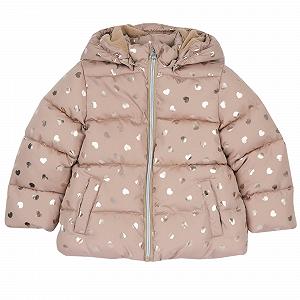 Куртка Chicco с розовым сердцем для девочек со съемным капюшоном - Фото 1