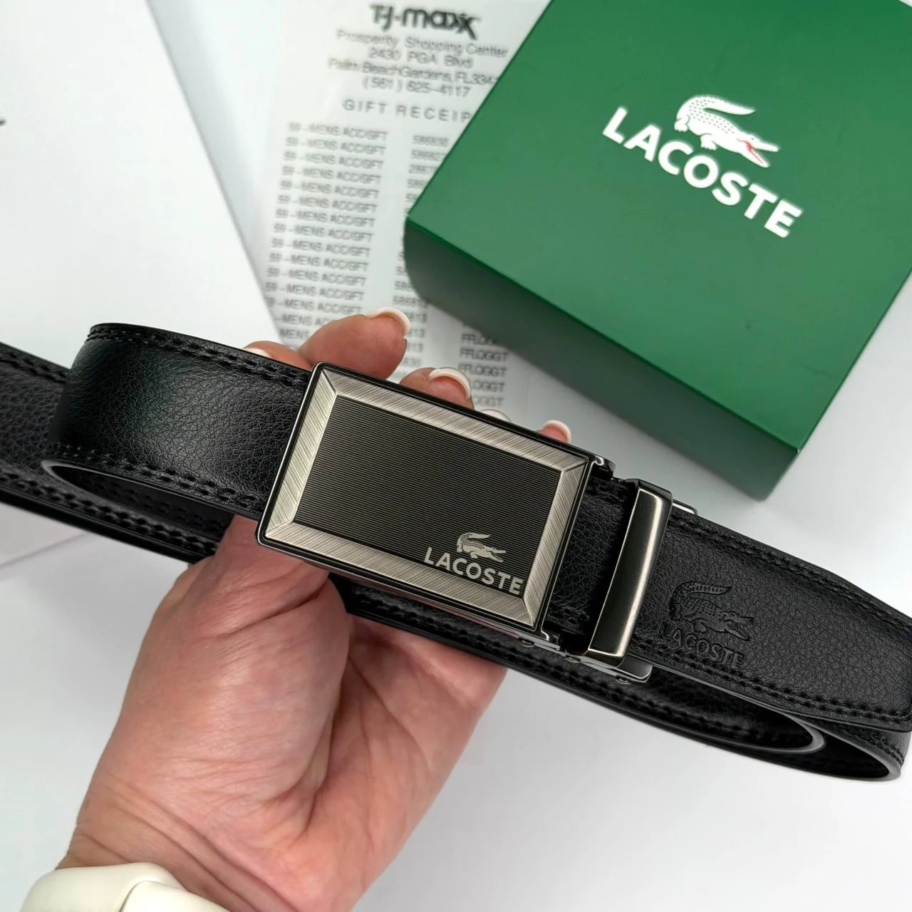 Чоловічий шкіряний ремінь автомат Lacoste, фото №2 Чоловічий шкіряний ремінь автомат Lacoste, фото №2