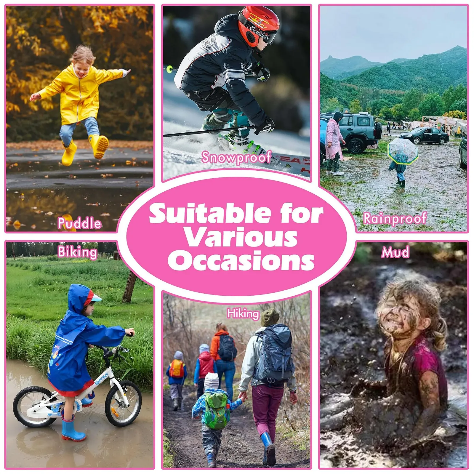 Дитячий водонепроникний дощовик з капюшоном Dioshark для дівчаток і хлопчиків, фото №5