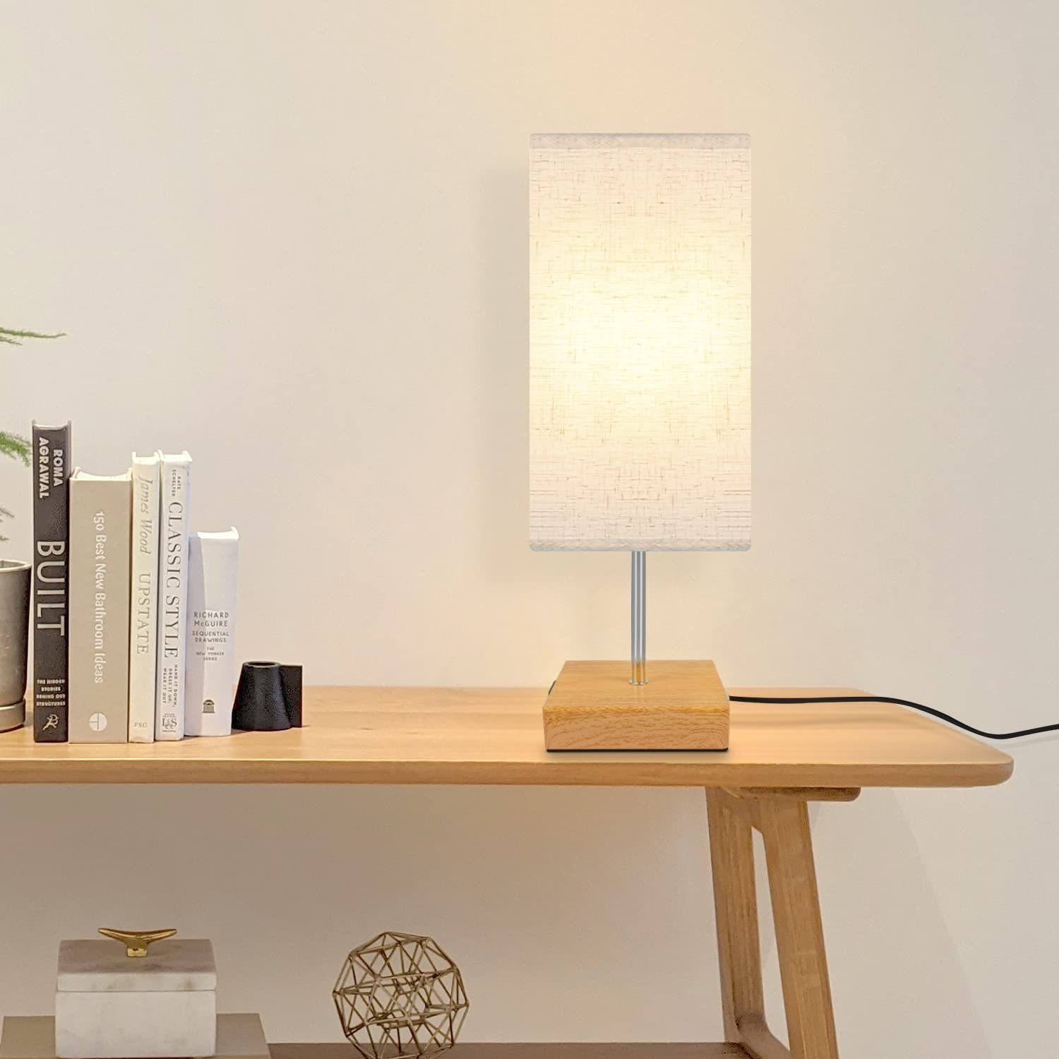 Настільна лампа Набір 2 шт Димерна USB Сенсорна E27 Тканинний абажур Ретро, фото №7