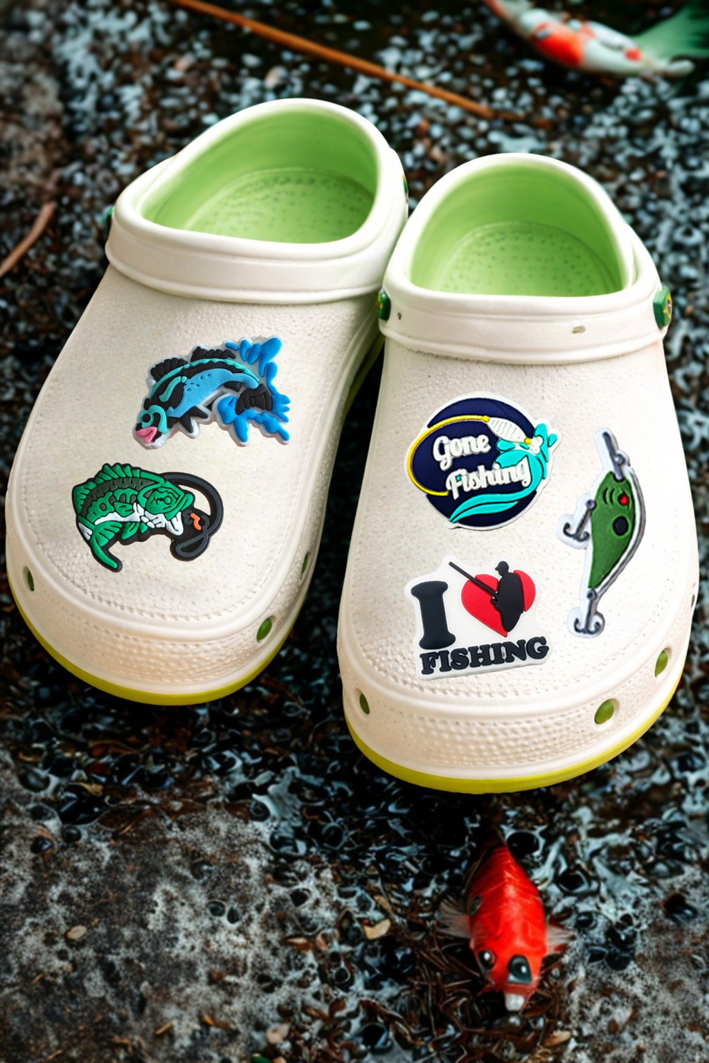Джибітси рибалка та відпочинок рибальські снасті риба прикраси для крокс аксесуари для Crocs прикраси на крокси декор для взуття 5 шт, фото №1