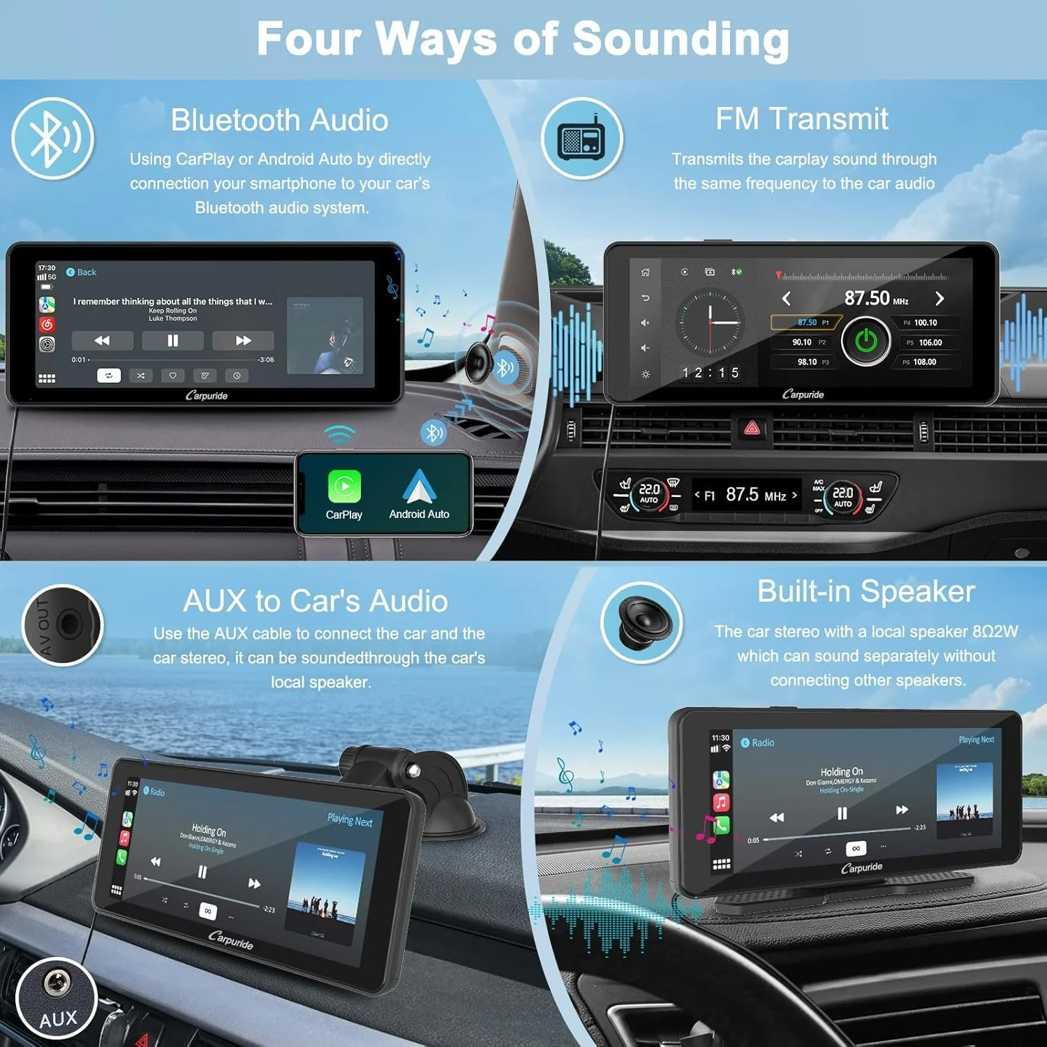 Автомагнітола Carpuride W609 / 6.86" / Сенсорна / Apple CarPlay / Android Auto / Bluetooth / WI-FI / GPS / USB / AUX / TF slot, фото №3