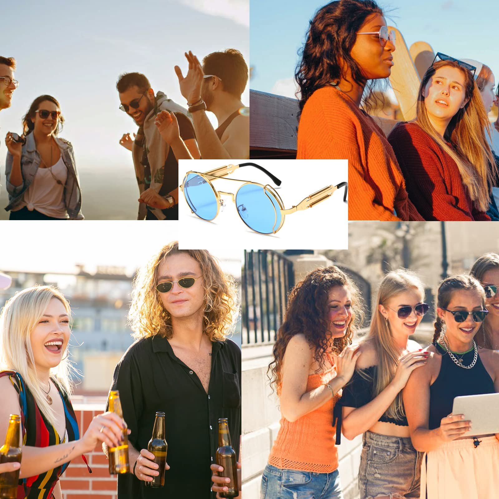 Сонцезахисні окуляри YAMEIZE Вінтажні круглі стімпанк із захистом UV400, металева оправа, фото №6 Сонцезахисні окуляри YAMEIZE Вінтажні круглі стімпанк із захистом UV400, металева оправа, фото №6