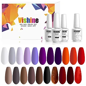 Гель-лак Vishine Набір Червоний Фіолетовий Коричневий Нюдовий Класична Кольорова Серія UV LED 8 мл - Фото 1