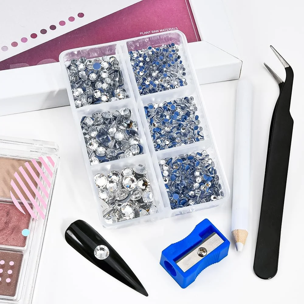 Термоклеевые стразы Круглые Кристалл Смешанный 6 Размеров, фото №5