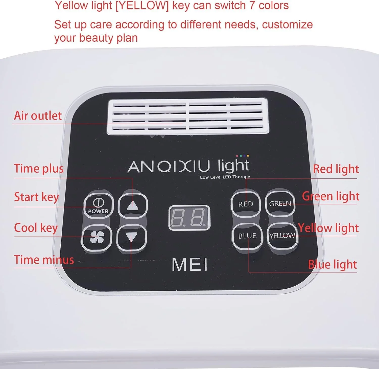 Лампа для LED терапії 7 кольорів PDT Photon Therapy Light Therapy для догляду за шкірою PDT Skincare Machine, фото №4