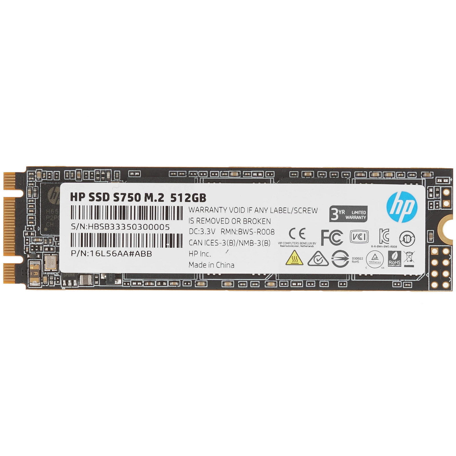 Накопитель SSD HP S750 M.2 2280 512Gb (16L56AA#ABB), фото №1