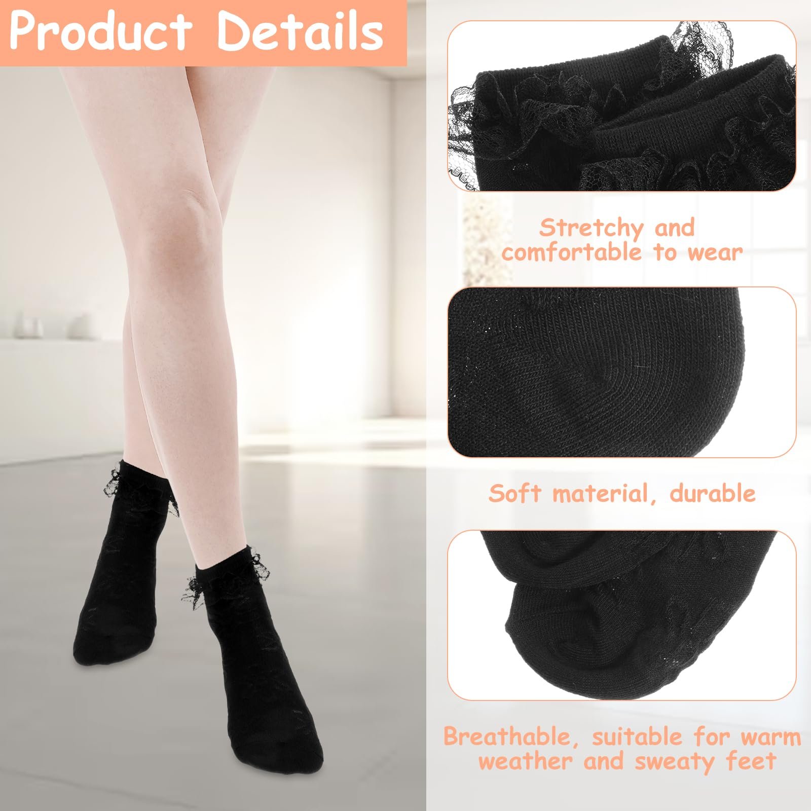 Носки Женские с рюшами, 4 пары, фото №3